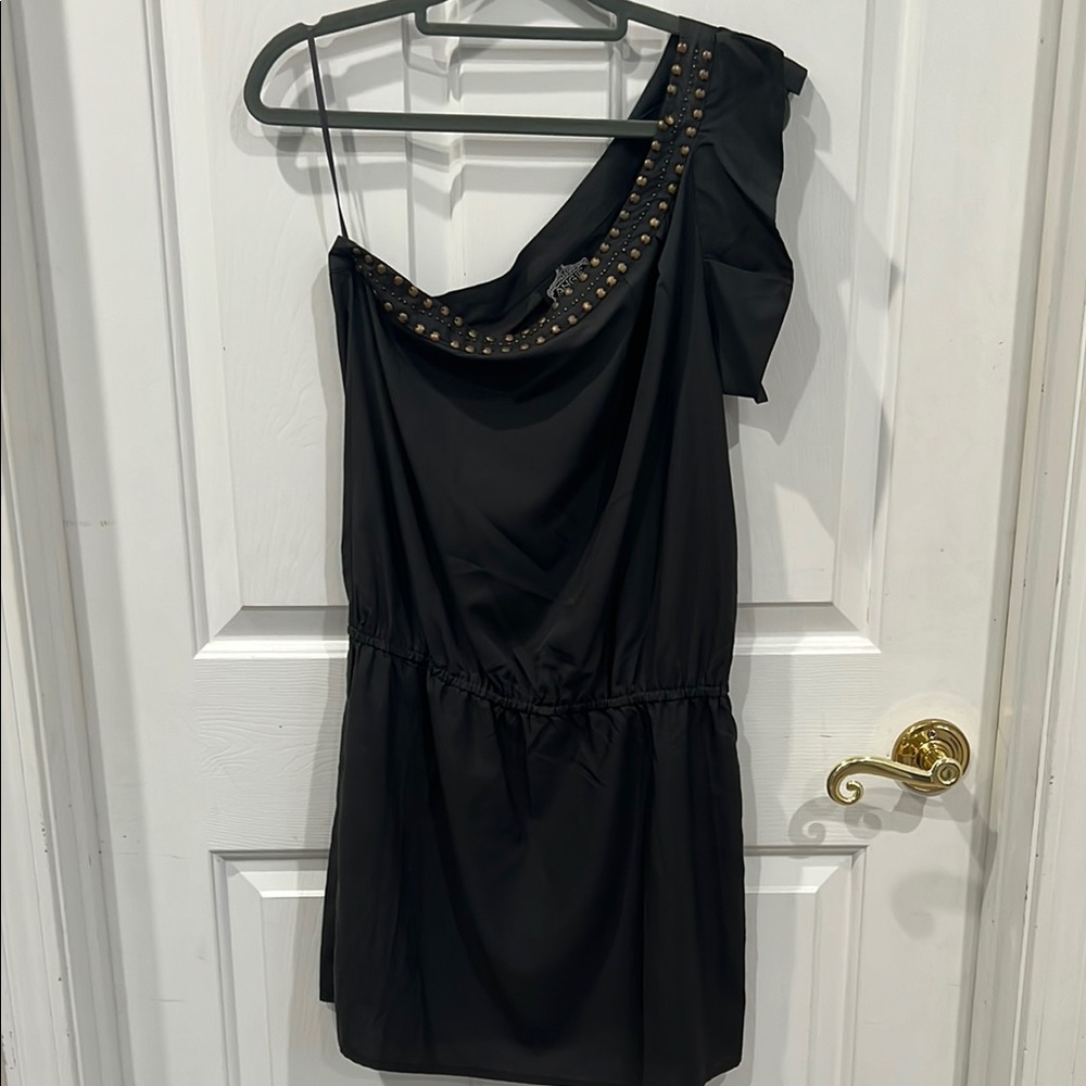 Elegant Charcoal Grey One-Shoulder Dress